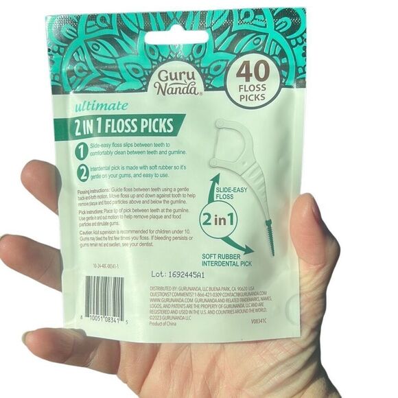 3 PACKS Of  Guru Nanda Ultimate 2 in 1‎ Floss Picks - Picture 2 of 2